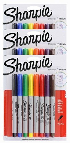 Sharpie Permanent Marker Ultra Fine Point Tip [37600PP] 8 Count (Pack of 3) 24