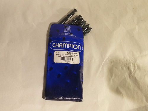 Champion 1705-11/32&#034; &#039;Stub&#039; Heavy Duty Screw Machine Drill Bit pack of 6