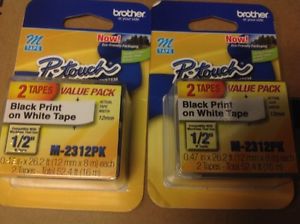 2 - P-Touch M-2312PK  Black on White 2 pack