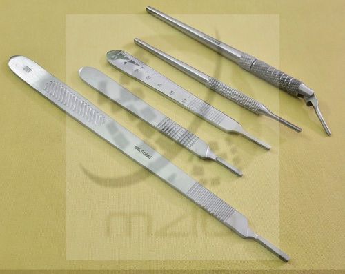 Set of 5 Assorted Surgical Scalpel Blade Handles Flat &amp; Round #3 #3L