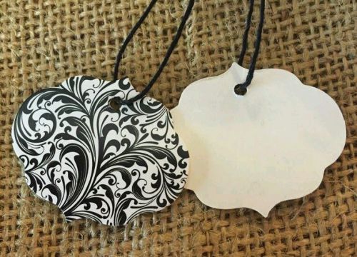 ~Boutique elegant blk/wht contoured strung price pricing tags 500 pcs~