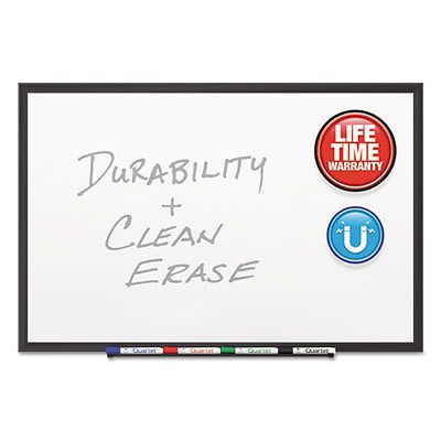 Classic Porcelain Magnetic Whiteboard, 60 x 36, Black Aluminum Frame, 1 Each