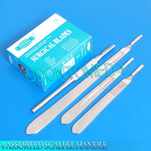 4 ASSORTED SCALPEL KNIFE HANDLE #4 + 100 SURGICAL STERILE DISSECTING BLADES #23