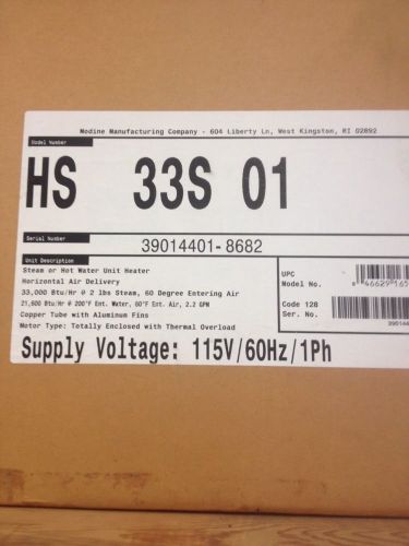 NEW- MODINE Steam/Hot Water Heater, HS33S01, 33,000 Btu