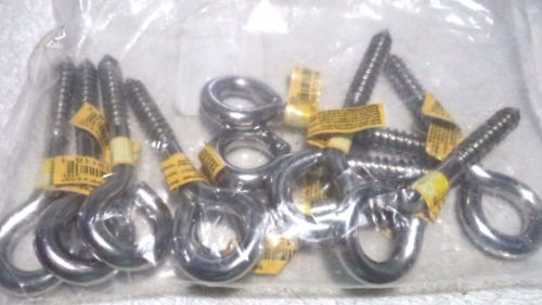 STANLEY 220-806 BAG OF (10) 3/8&#034; x 4-1/2&#034; Stainless Steel Lag Screw Eyes