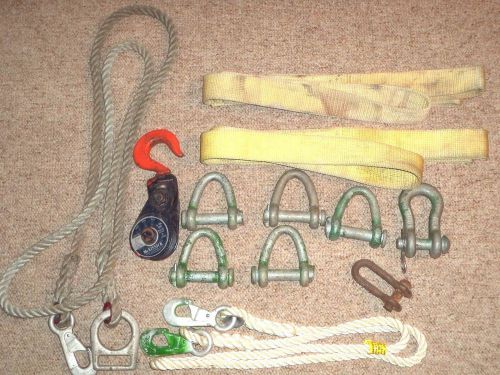 RIGGING LOT McKissick snatch block 2 ton 6&#039; liftall sling SHACKLES  ROPE LANYARD