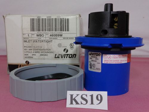 NEW LEVITON 460B9W 9W INLET WEATHERTIGHT PIN &amp; SLEEVE 60 AMP 3 PHASE FREE SHIP