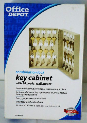 Office Depot 28 Hook Wall Mount Key Cabinet Combination Lock 704-635 NIB