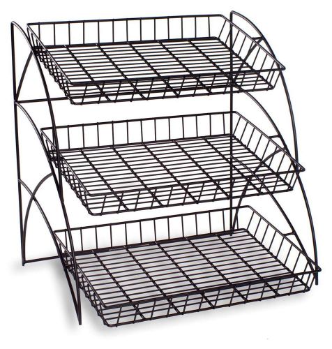 Wire rack with 3 tiers for tabletop, open shelving with rectangular shape-black for sale