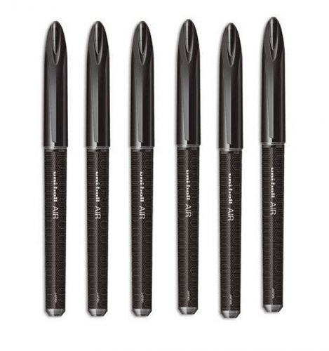 6 UNI-BALL AIR Rollerball Pens 0.7mm Black Ink