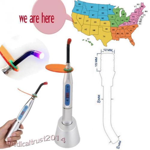 USA 12mm optical fiber tip LED Wireless Cordless dental Curing Light Lamp 1500mW