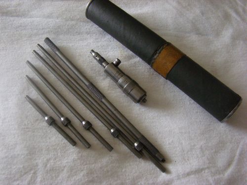 STARRETT DEPTH-MICROMETER with (5) RODS: 3-4&#034;, 4-5&#034;, 5-6&#034;, 6-7&#034;,- 7-8&#034;