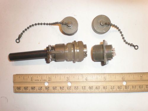 NEW - MS3106A 14S-6P (SR) W/B and MS3102A 14S-6S - 6 Pin - With Cap and Chain