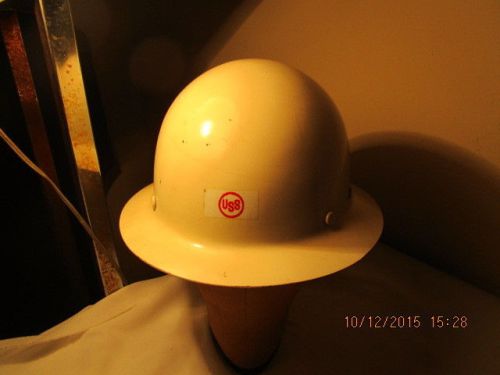 Vintage U.S. Steel Co. MSA Skullgard Full Brim Hard Hat fast trac Ratchet Susp.