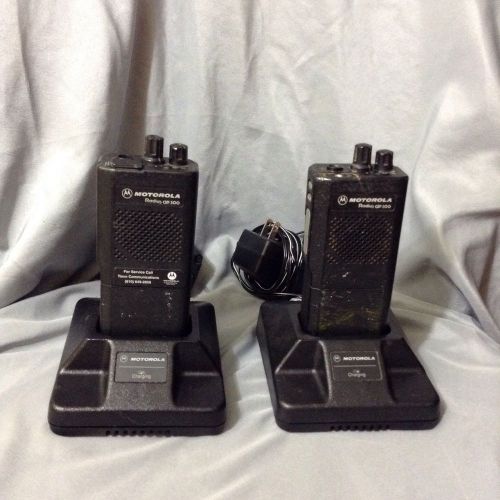 LOT OF 2 MOTOROLA RADIUS GP 300 UHF HANDHELD PORTABLE RADIOS W/CHARGERS