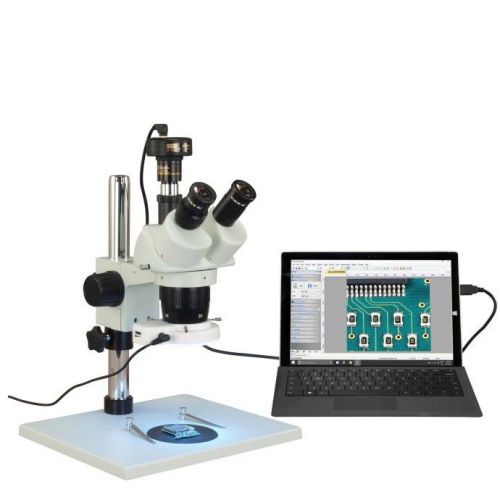 Trinocular 5X-10X-15X-30X 1.3MP USB Stereo Microscope Table Stand 56 LED Light