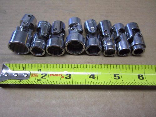 LOT OF 8 pc 3/8&#034; DR  SWIVEL SOCKETS ALLEN PROTO BLACKHAWK EASCO