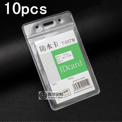 10x Waterproof PVC Pocket Wallet ID Card Work Pass Badge Holder Pouch Vertical