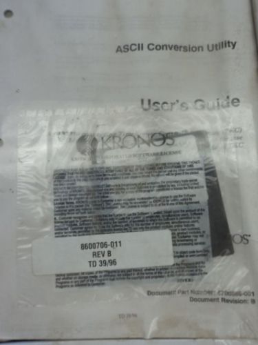 KRONOS TIME CLOCK 8600706-011 ASCII CONVERSION UTILITY TKC