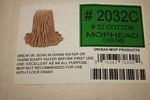 1-Case of 12 / UNISAN #2032C White Mop Heads #32 Cotton  (#M4110)