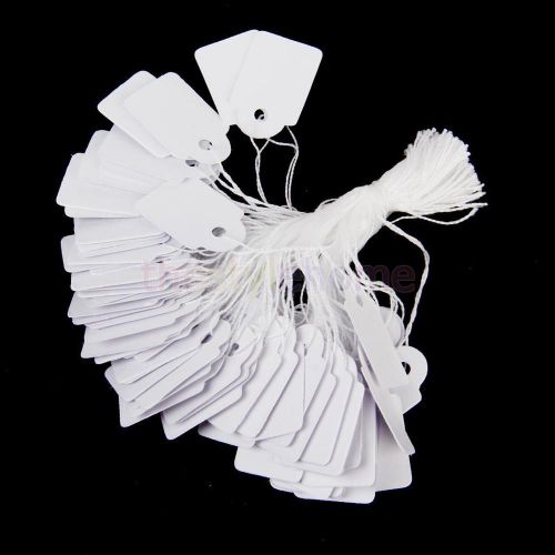 500pcs white pre-strung price tags string tickets pricing tie jewelry label for sale