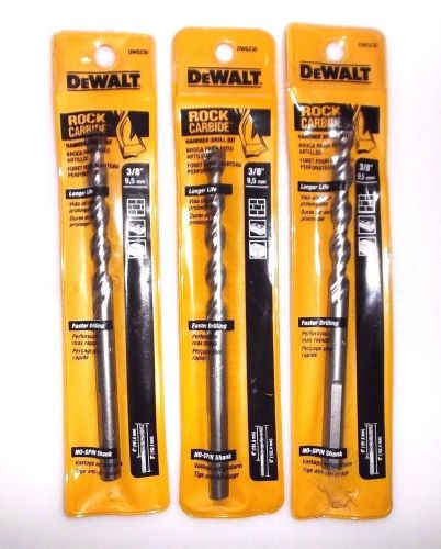 DEWALT DW5230 3/8&#034; x 4&#034; x 6&#034; Rock Carbide Spiral Hammer Drill Bit Pack of 3