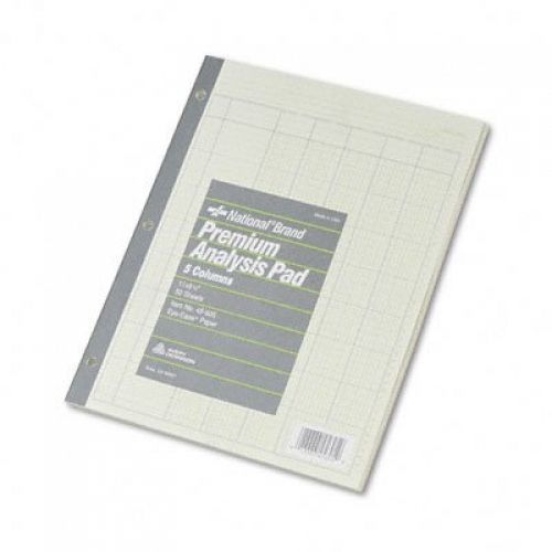 NATIONAL Brand Analysis Pad, 5 Columns, Green Paper, 11 x 8.5&#034; 50 Sheets (45605)