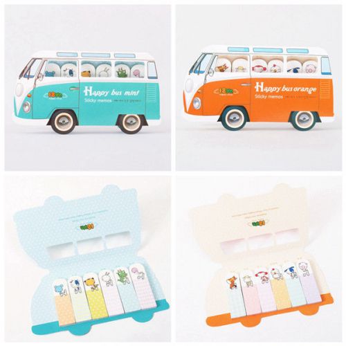 New Cartoon Animal Bus Bookmark Marker Memo Sticky Notes Random