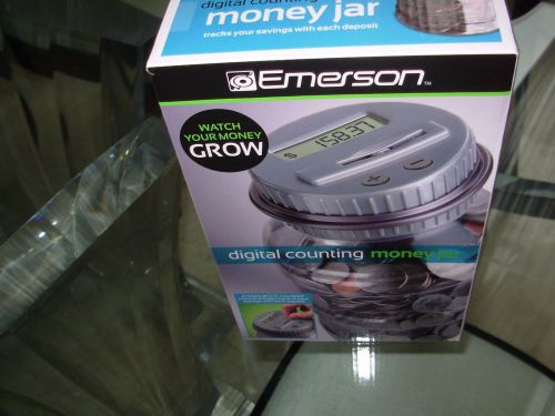 EMERSON DIGITAL LCD DISPLAY COUNTING LARGE MONEY JAR BANK ALL U.S. COINS NIB