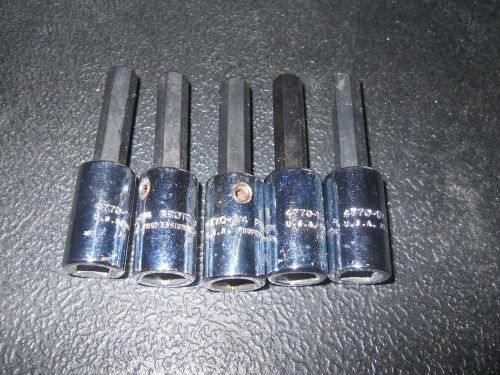 (5) PROTO PROFESSIONAL USA MADE 1/4&#034; DRV.  HEX SOCKET BIT 1/4&#034; 4770