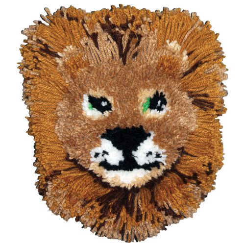 &#034;Huggables Shaped Pillow Latch Hook Kit 12&#034;&#034;X12&#034;&#034;-Lion&#034;