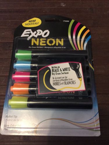 EXPO Neon Dry Erase Markers Assorted Colors Bullet Tip 5 Count