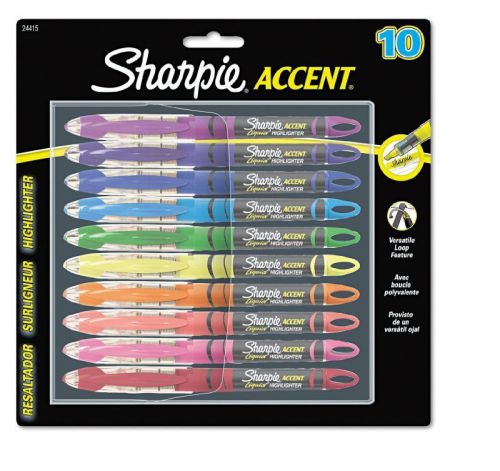 Sharpie Liquid Highlighters, Chisel Tip, Assorted, 10 Pack