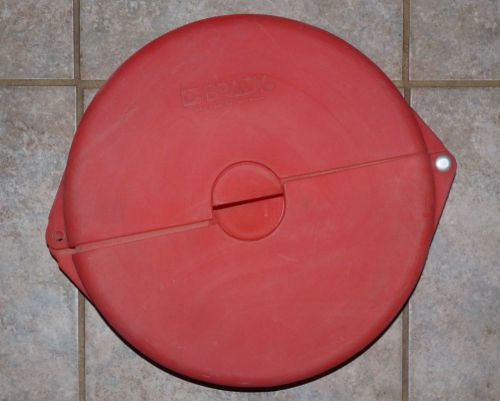 New brady cylinder tank lockout red polystyrene plastic 4&#034; id safety 12&#034; od for sale