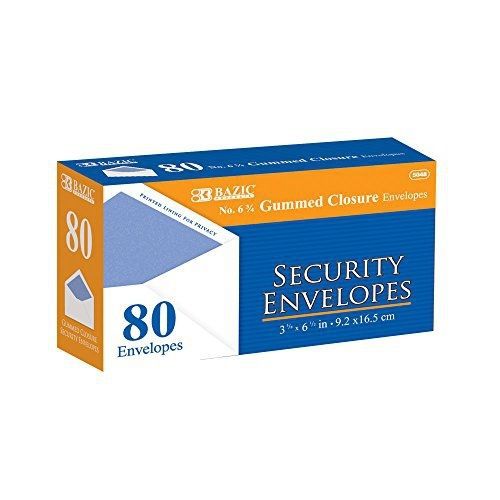 Bazic BAZIC #6 3/4 Security Envelope w/ Gummed Closure (80/Pack)