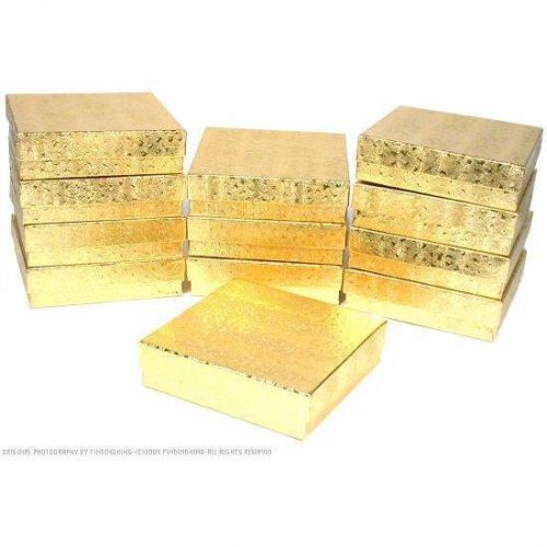 100 gold Cotton Filled Jewelry Craft Gift Boxes 3 1/2&#034;