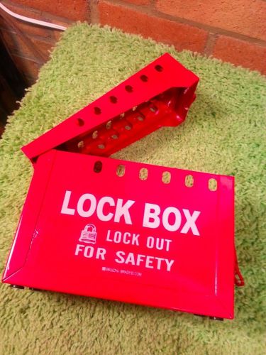 Brady group portable group lock box osha safety lockout tagout 13 lock red for sale