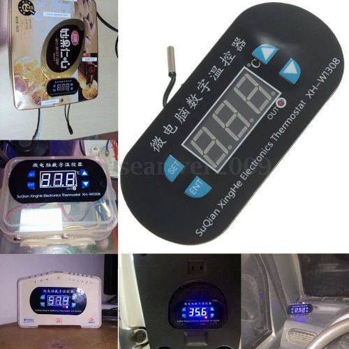 AC/DC12V Digital Thermostat Temperature Alarm Controller Sensor Blue LED CV