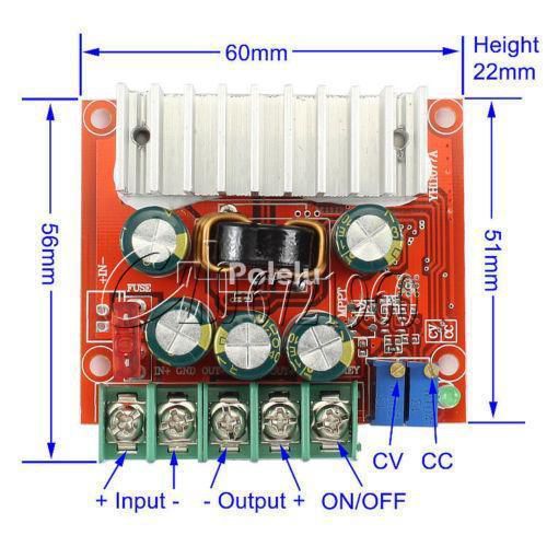 100W DC 5V~32V To 1~32V 12V 8A  Auto Step Up/Down Converter Buck/Boost Regulator