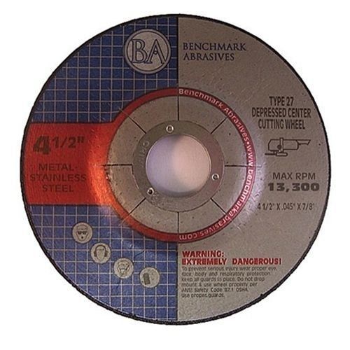 Benchmark Abrasives 4.5&#034;x.040&#034;x7/8&#034; Depressed Center Thin CutOff Wheel - 50 Pack