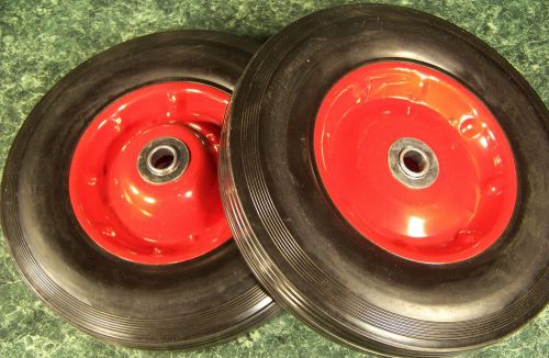 2pc 10&#034; inch SOLID RUBBER DOLLY WHEELS New Tire Rim wheel Hard Heavy duty cart