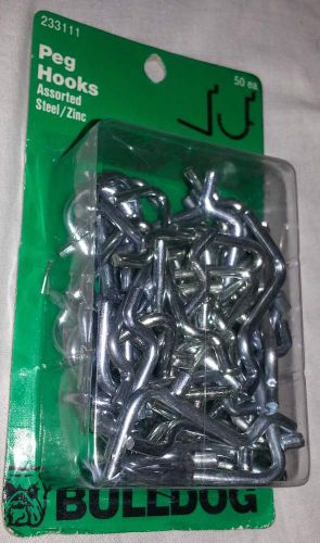 Bull Dog J-Angle 50 All Metal Peg Hooks For 1/8 &amp; 1/4 Inch Pegboard New 23111 pn