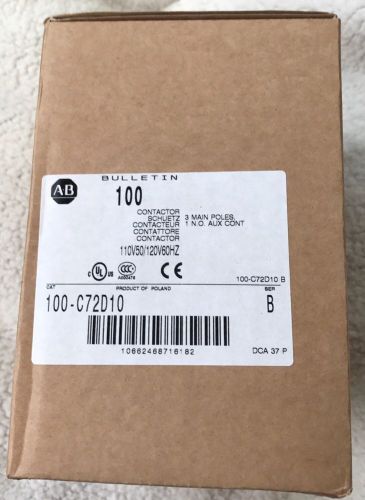 Allen Bradley 100-C72D10 contactor, 120V 3 Pole (New In Box)