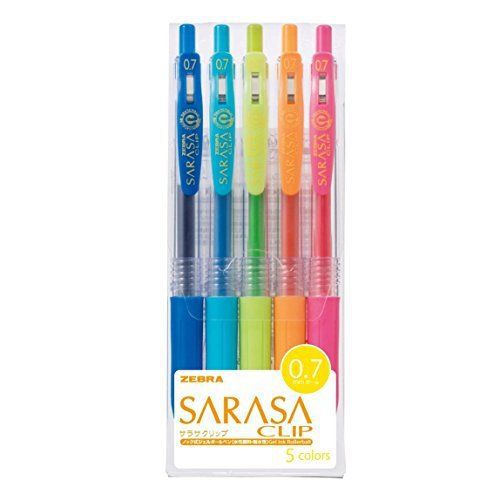 Zebra Sarasa Clip 0.7, 5 Color Set (JJB15-5CA)