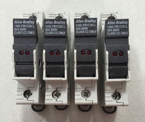 Lot Of 4 Allen-Bradley 1492-FB1C30-L Series B Fuseholder 30A 600V Class CC Only