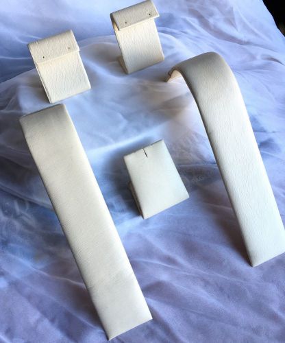 LOT 5 Ivory Leather Professional 2 Ramps, 2 Single Earring, 1 Small Neck Display