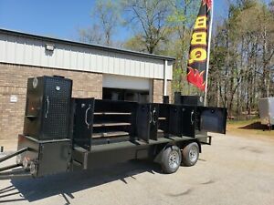 NIGHT Iron Hog BBQ Barn Door Smoker 48Grill Trailer Food Truck Business Catering