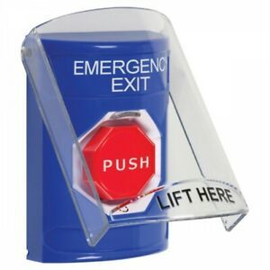 STI SS2429EX-EN Indoor Turn-to-Reset Emergency Exit Stopper Station with Shield