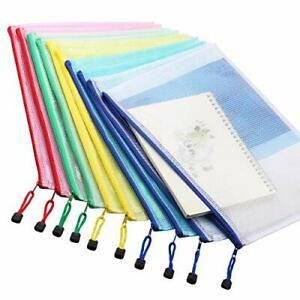 Mesh Clear Zipper Pouch - Letter Size Waterproof Document (Five colors 10PCS)