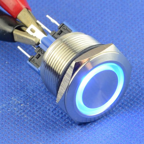 waterproof!!! 22mm blue led circle momentary push button switch DC 12 Angel Eye